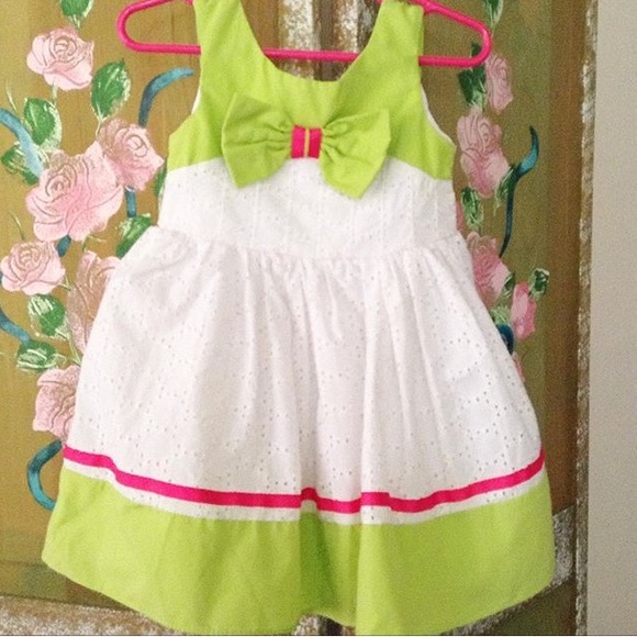 ⚡️3 FOR $25⚡️Vintage Eyelet Dress -Lime Green, Neon Pink - Picture 1 of 7